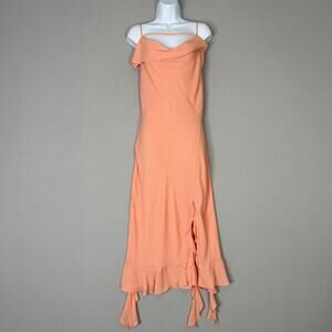 Mare Mare Anthropologie Dress Womens Small Peach Draped Asymmetrical Midi Fairy